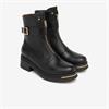 NeroGiardini Front Zip Buckle Strap Boot - Black Gold Leather